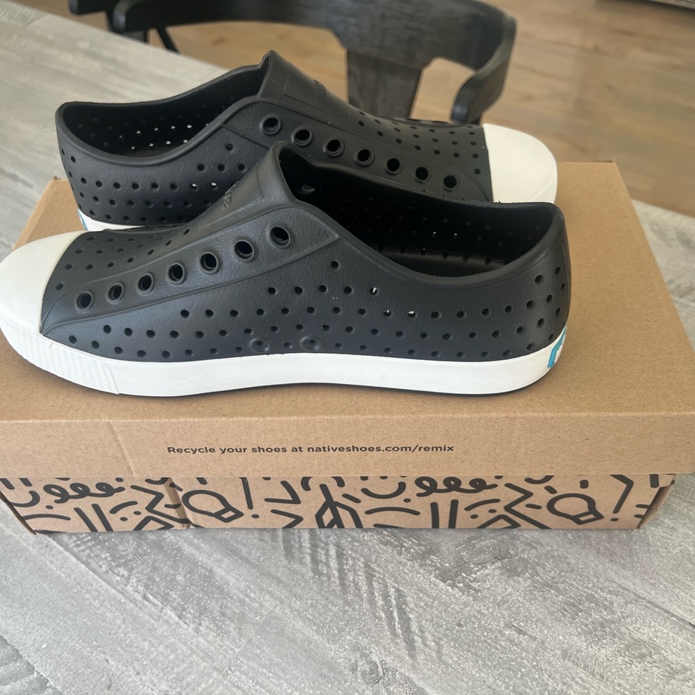 Native Shoes Black and White Slip-On Sneakers